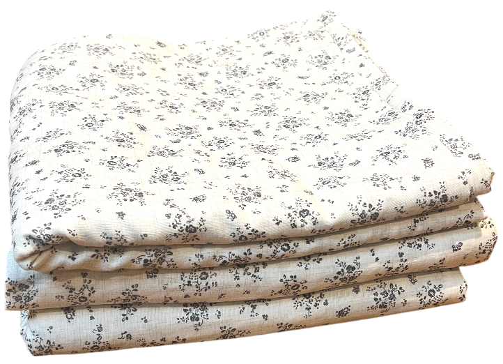 Off White with Black Flowery Pattern