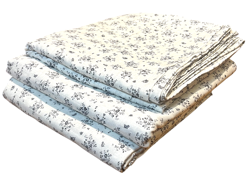 Off White with Black Flowery Pattern