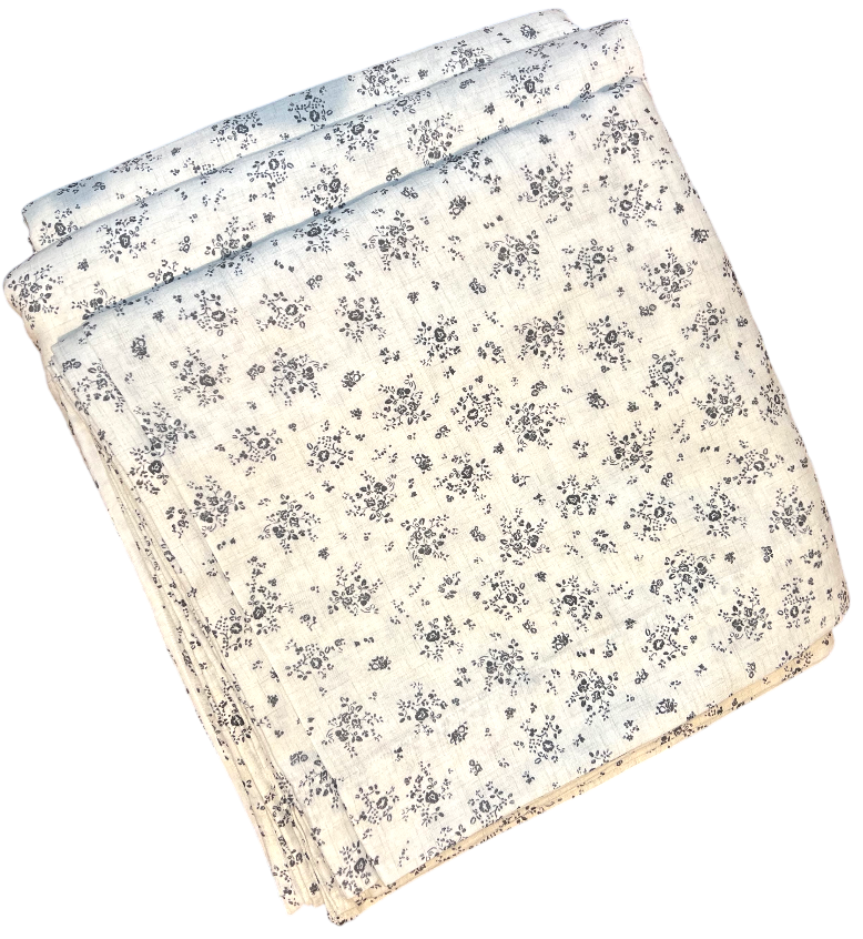 Off White with Black Flowery Pattern