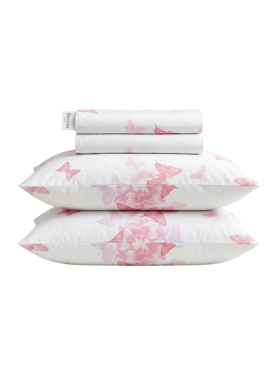 White with Pink Butterfly Pattern