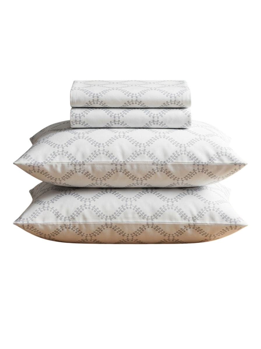 White with Blue Flowery Pattern