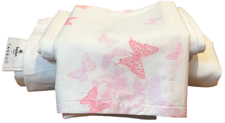 White with Pink Butterfly Pattern