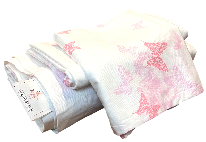 White with Pink Butterfly Pattern