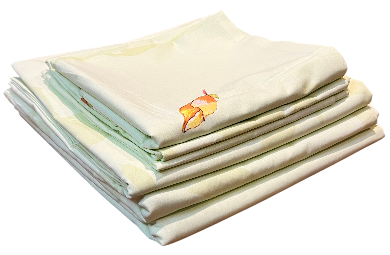 Lemon with Brown Flowery Pattern