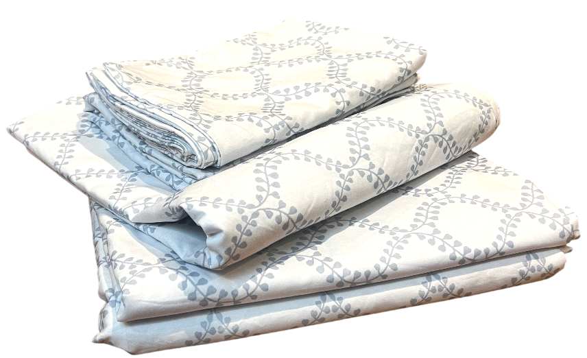 White with Blue Flowery Pattern