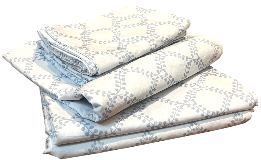 White with Blue Flowery Pattern