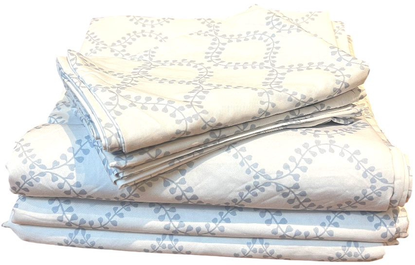 White with Blue Flowery Pattern