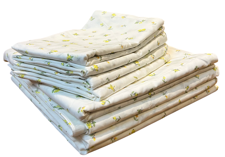 White with Lemon and Green Flowery Pattern