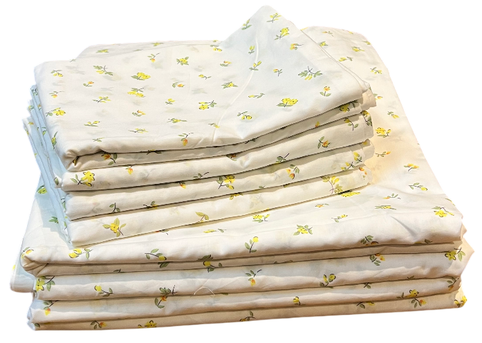 White with Lemon and Green Flowery Pattern