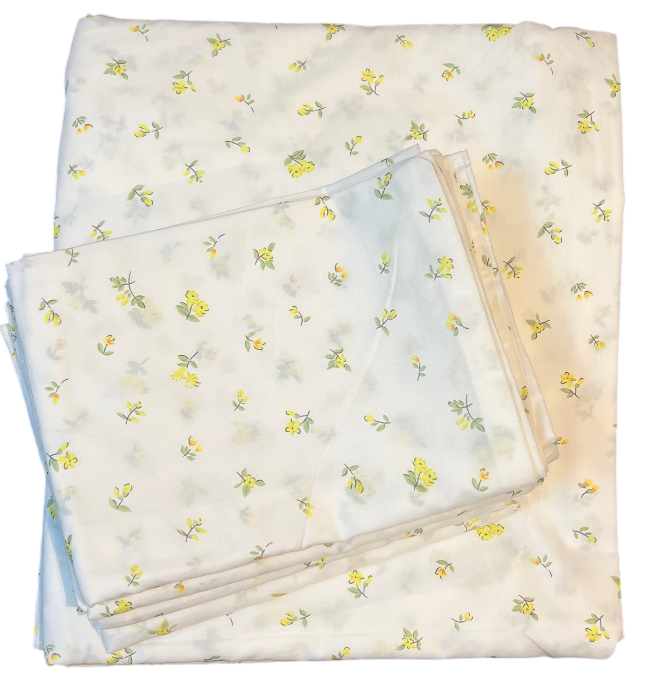 White with Lemon and Green Flowery Pattern